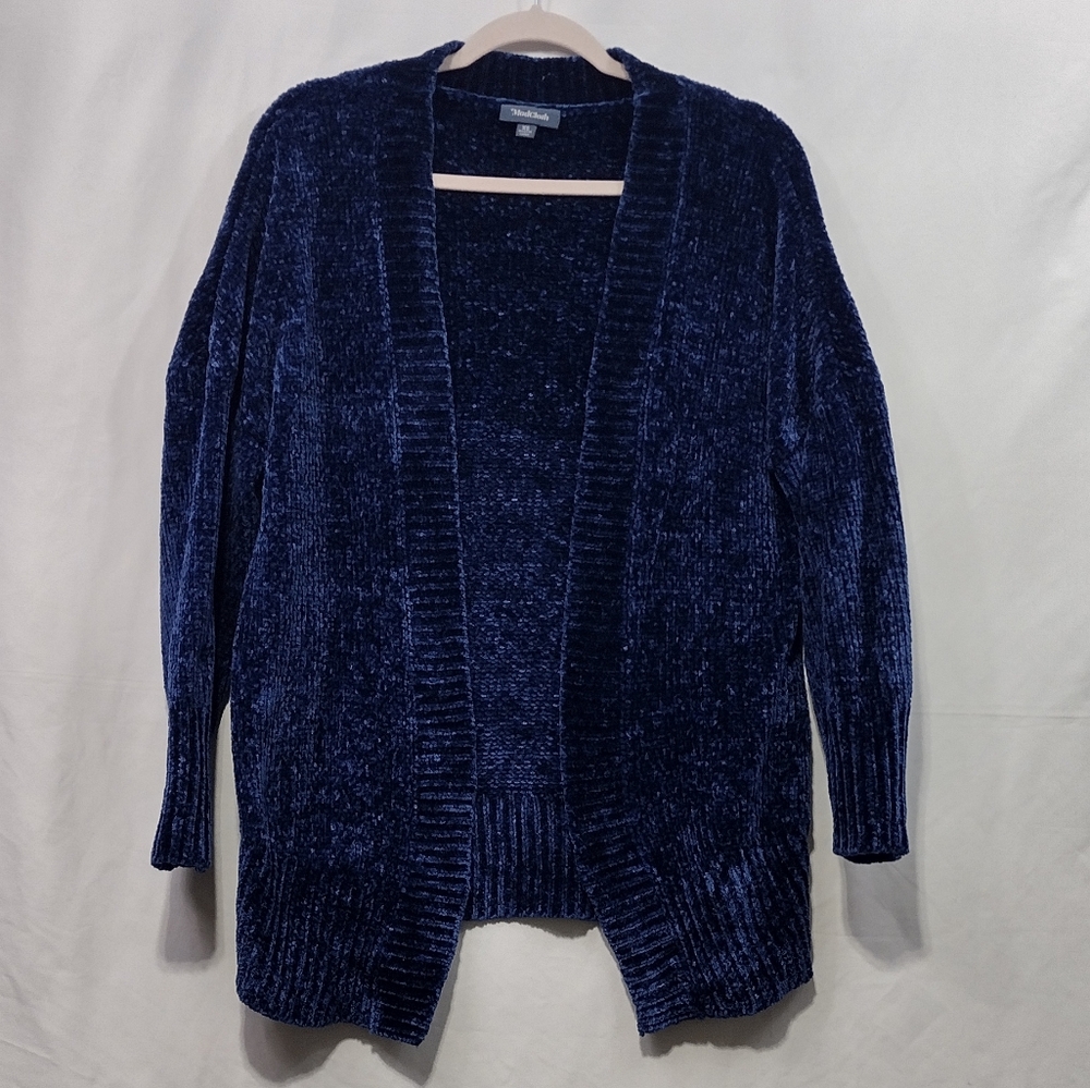Modcloth Chenille Open Front Cardigan Women's XS Blue Soft Retro 90s Y2K